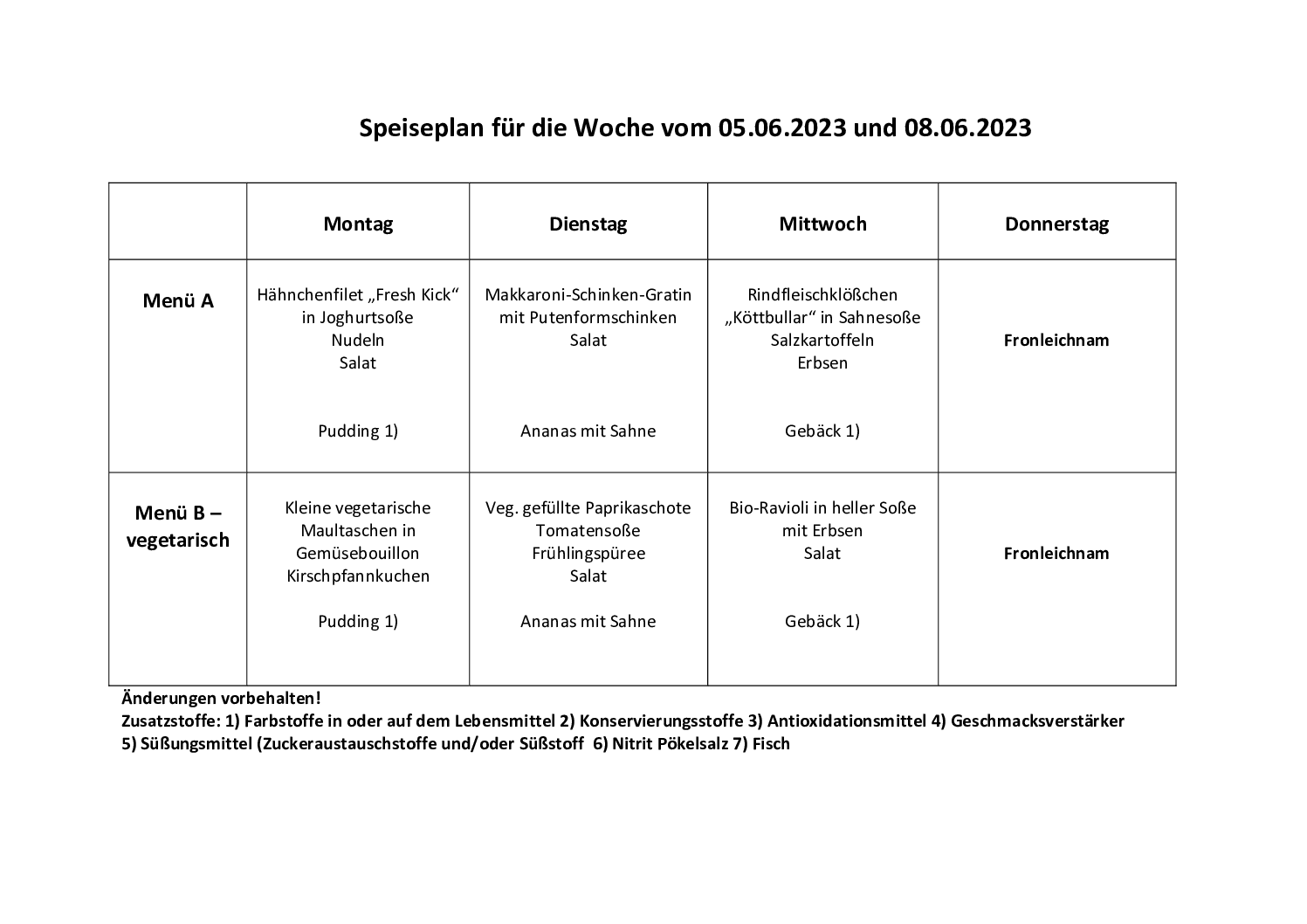 Speiseplan kw23.23