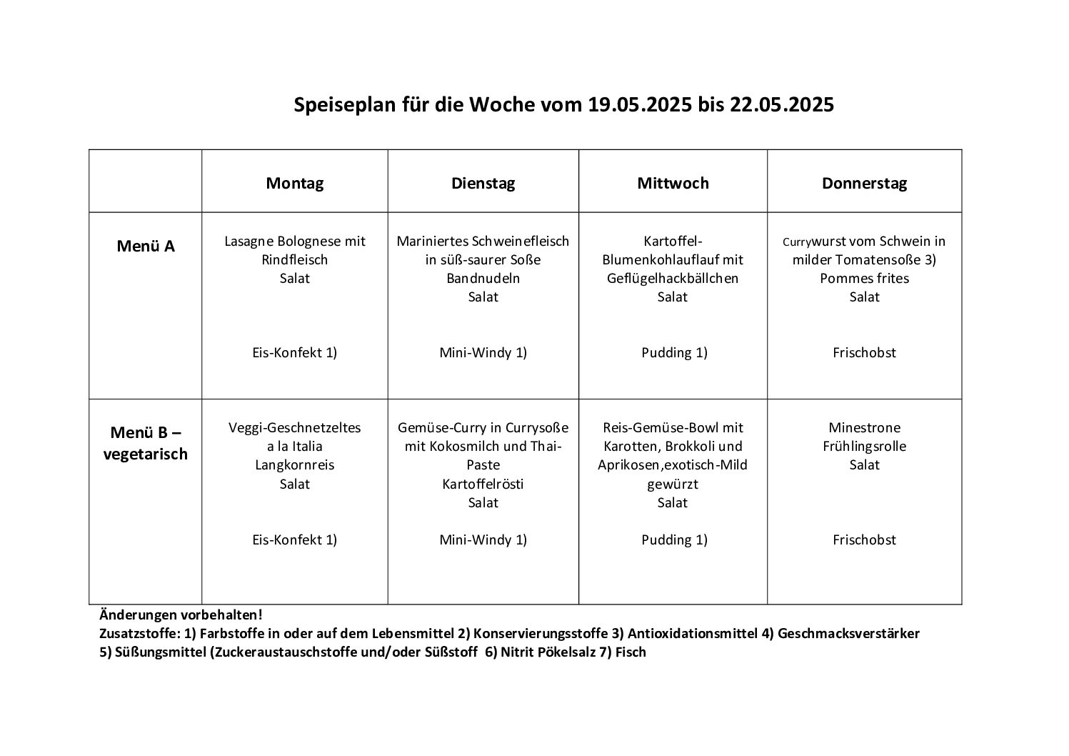 Speiseplan kw21.25