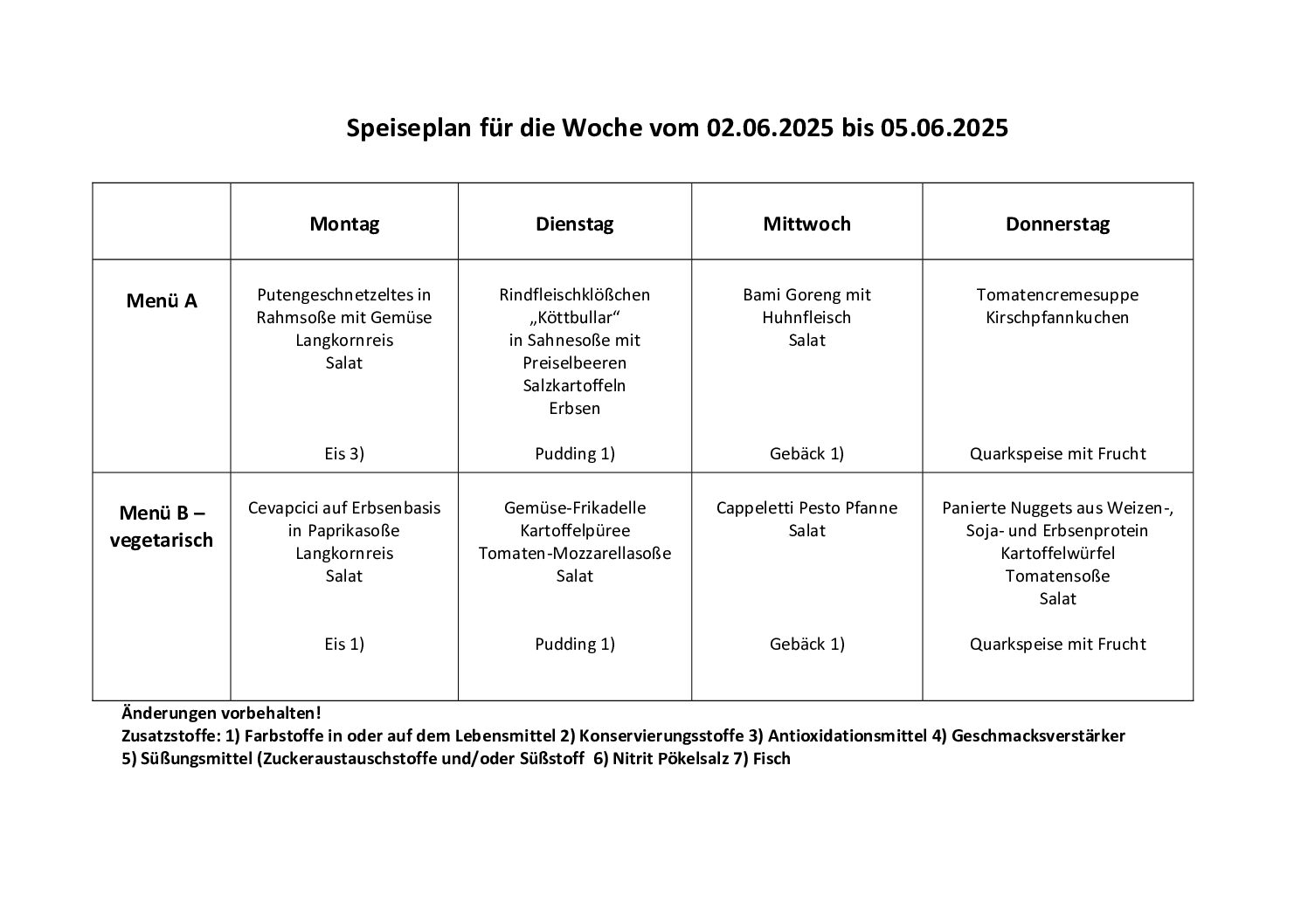 Speiseplan kw23.25