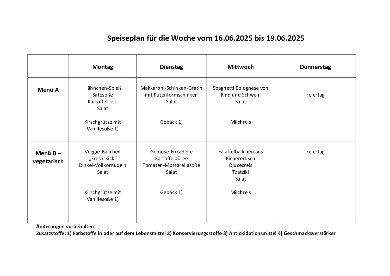 Speiseplan kw25.25